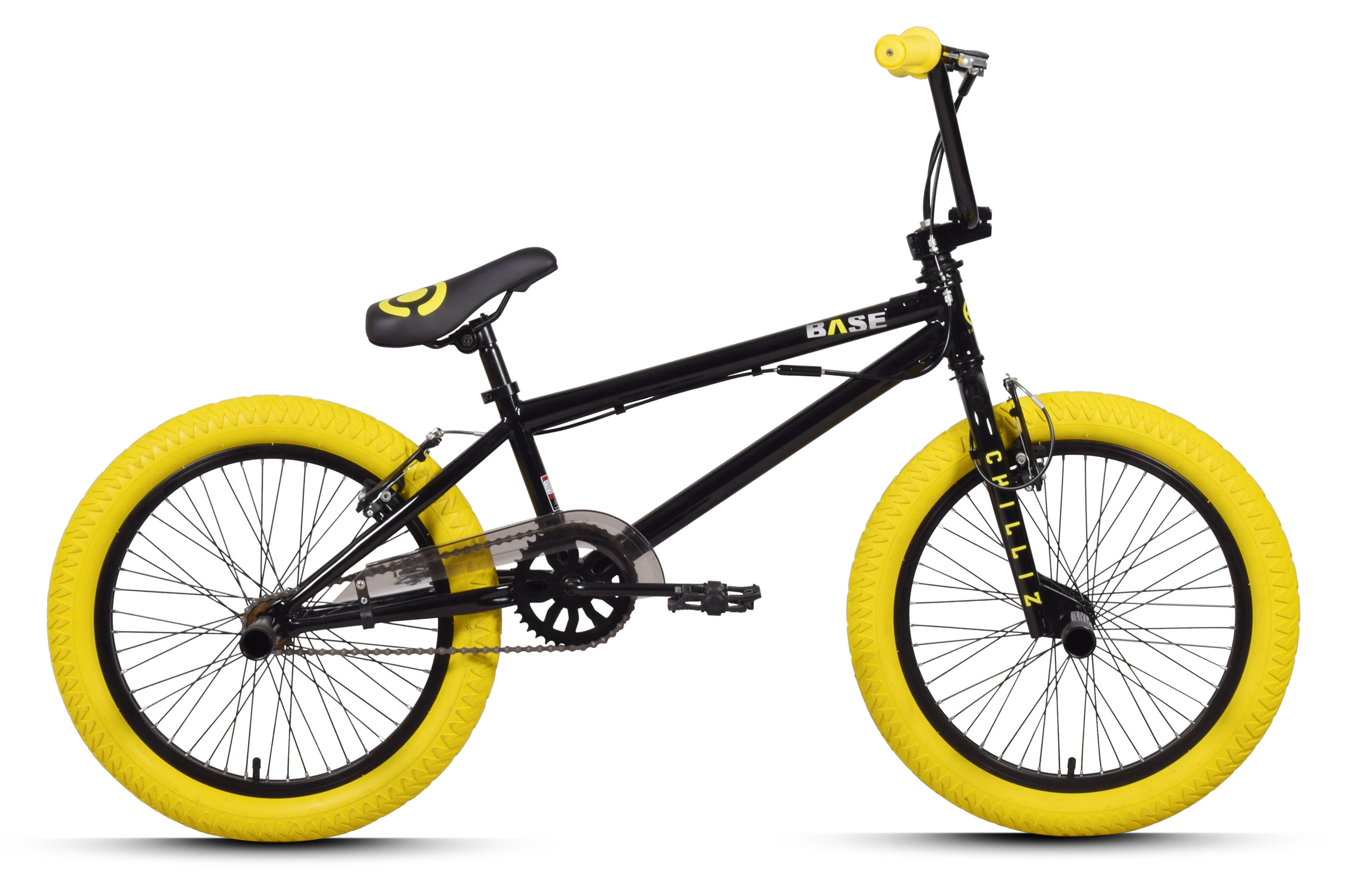 CHILLIZ BMX Freestyle 20 Zoll XB.01 schwarz-gelb Kinder Erwachsene V-Brake 360&deg; Rotor – Bild 1