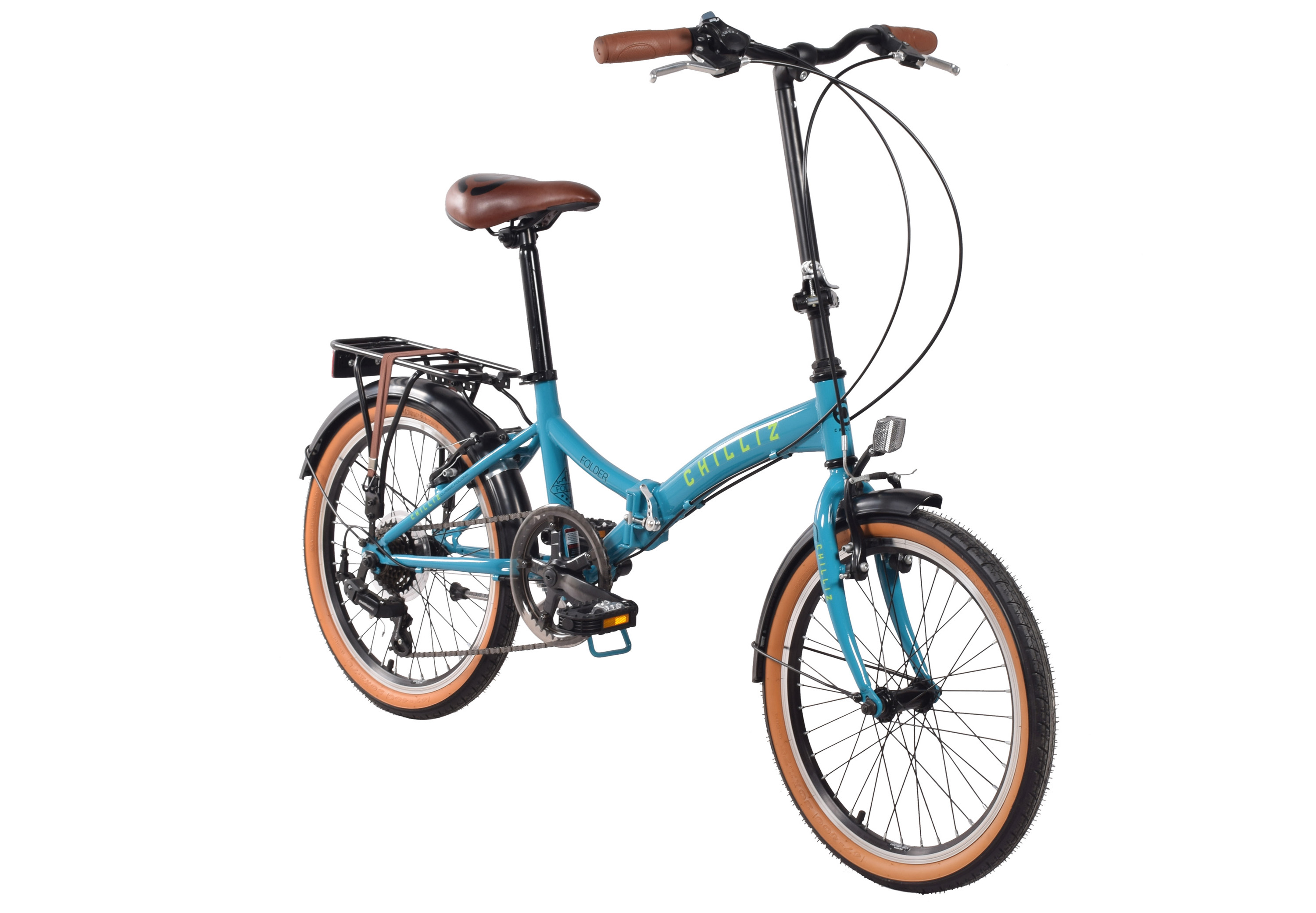 CHILLIZ Faltrad 20 Zoll FLD.01 t&uuml;rkis Rahmenh&ouml;he 33 cm Damen Herren Klapprad 6 G&auml;nge V-Brake – Bild 2