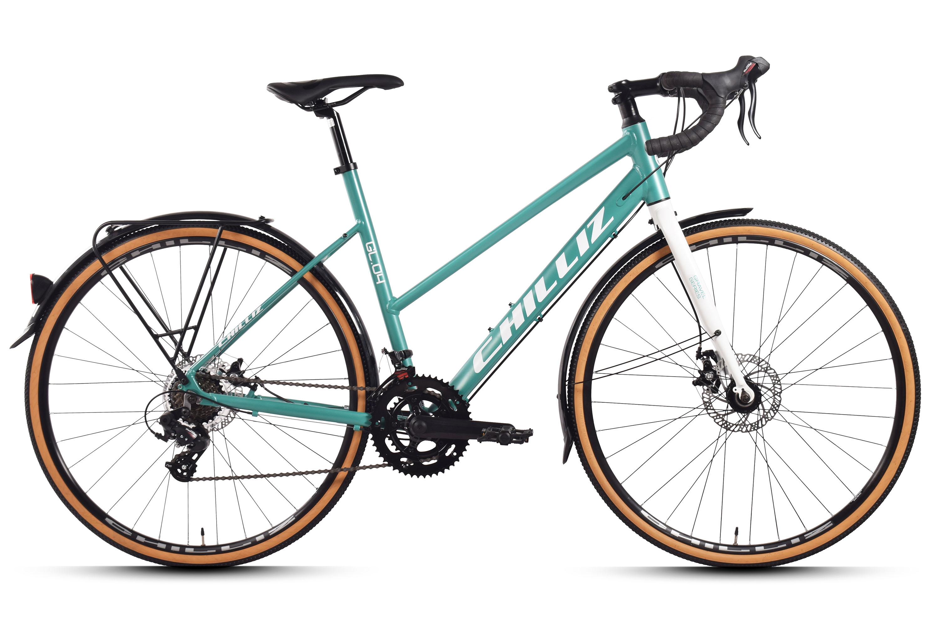 CHILLIZ Gravelbike 28 Zoll GL.04 t&uuml;rkis Rahmenh&ouml;he 53 cm Damen 14 G&auml;nge mech. Scheibenbremse Schutzbleche – Bild 1