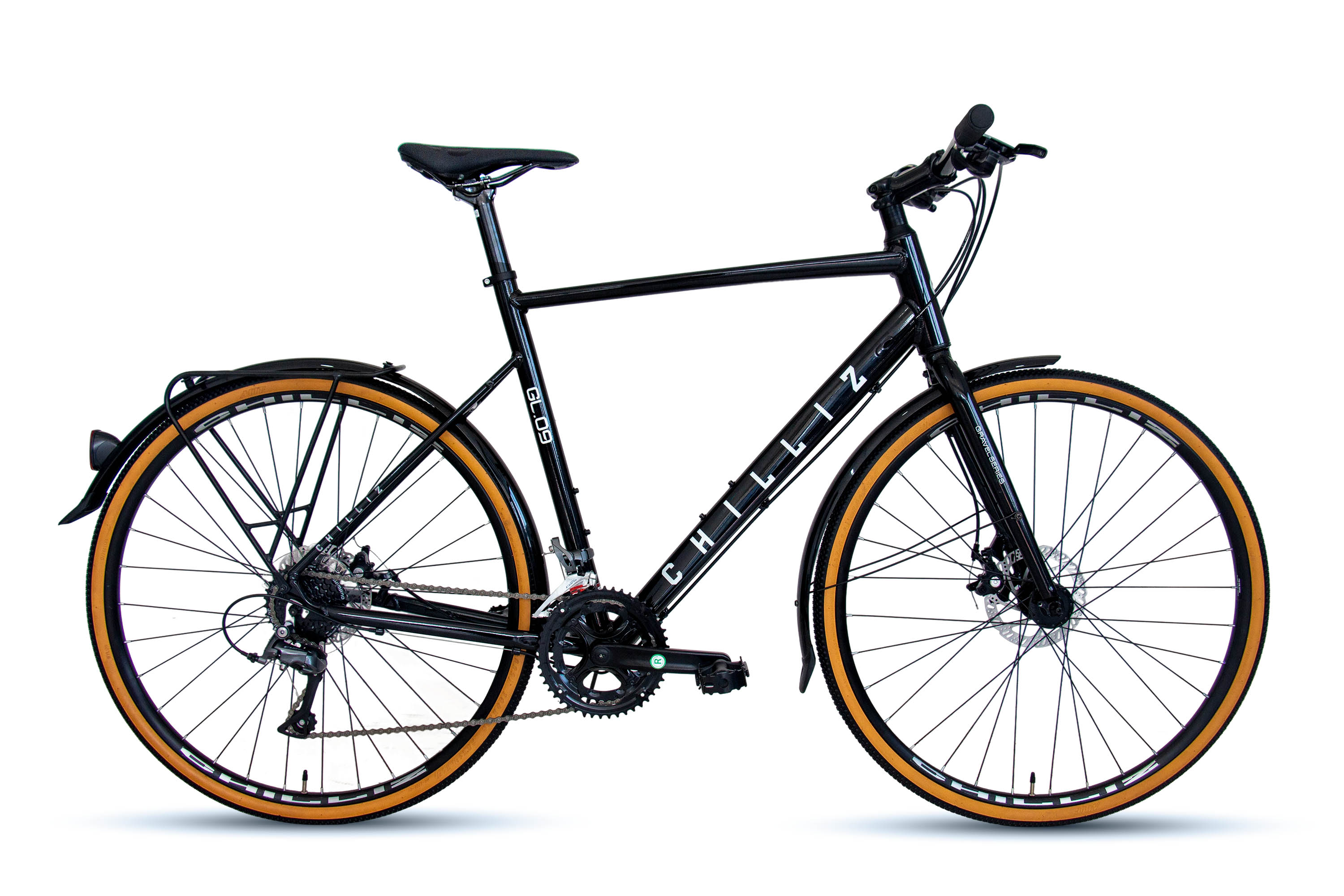 CHILLIZ Gravelbike 28 Zoll GL.08 schwarz-gl&auml;nzend Rahmenh&ouml;he 54 cm 16 G&auml;nge mech. Scheibenbremse Schutzbleche – Bild 1