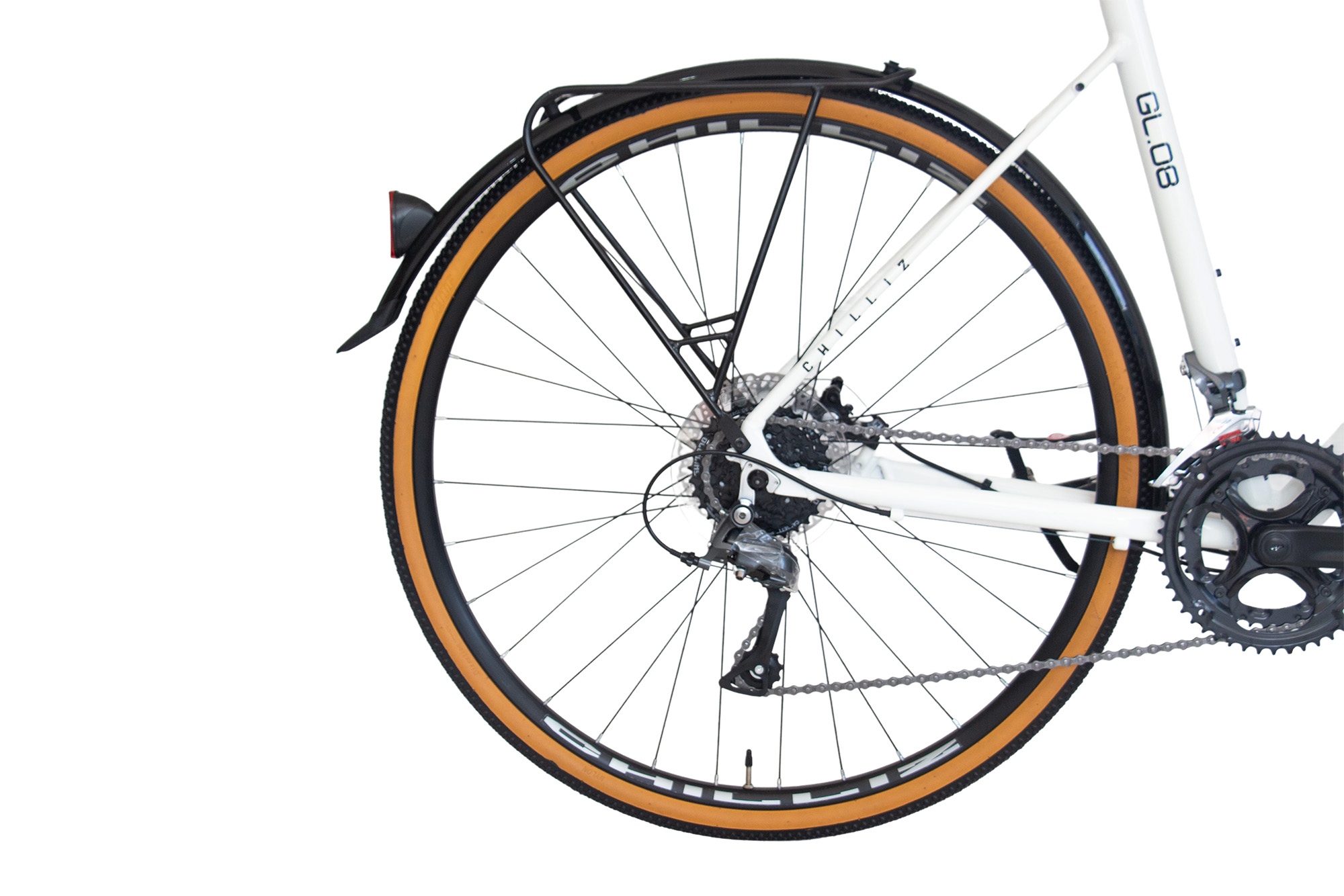 CHILLIZ Gravelbike 28 Zoll GL.08 wei&szlig;-gl&auml;nzend 16 G&auml;nge mech. Scheibenbremse Schutzbleche – Bild 5