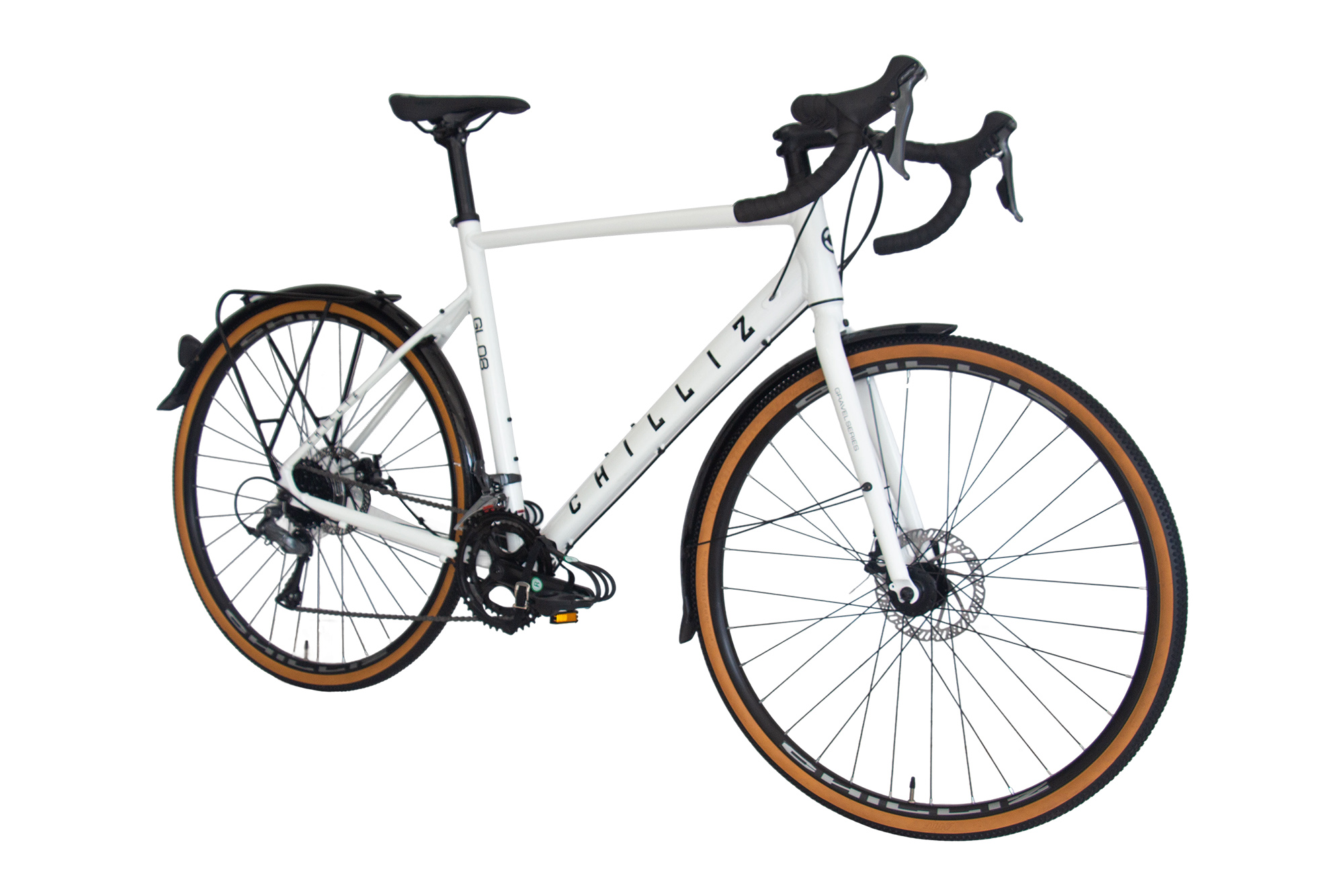 CHILLIZ Gravelbike 28 Zoll GL.08 wei&szlig;-gl&auml;nzend 16 G&auml;nge mech. Scheibenbremse Schutzbleche – Bild 2