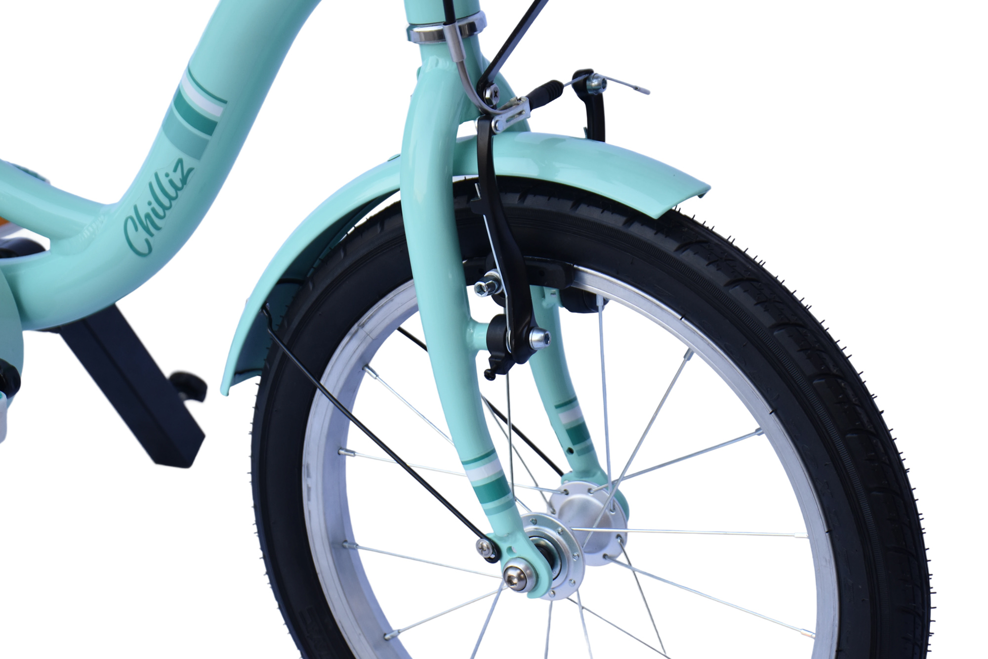 CHILLIZ Kinderrad 16 Zoll CHD.01 türkis Rahmenhöhe 25,5 cm singlespeed V-Brake – Bild 4
