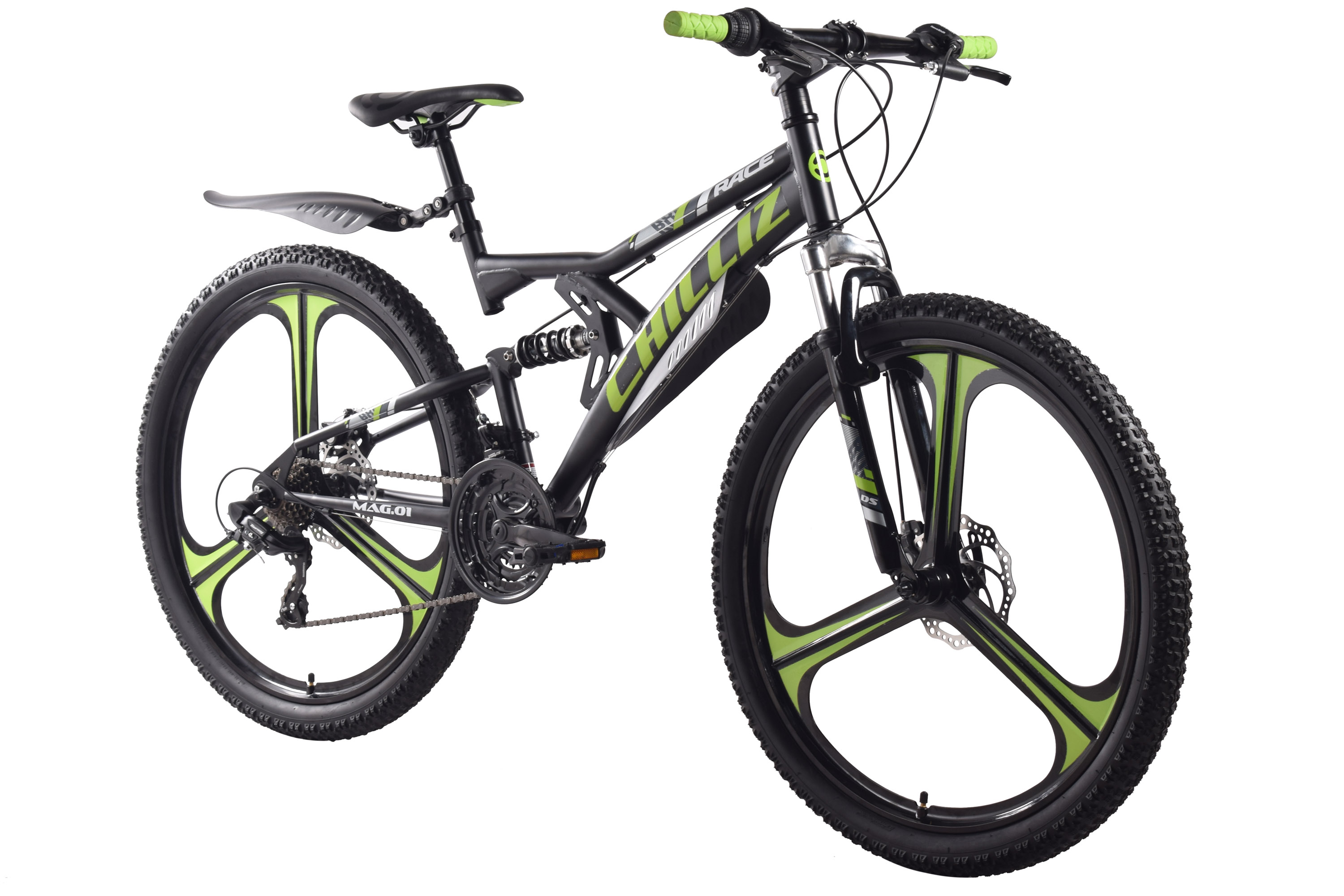 CHILLIZ Mountainbike Fully 26 Zoll MAG.01 schwarz-grün Rahmenhöhe 42 cm 21 Gänge Mag wheel mech. Scheibenbremse – Bild 2