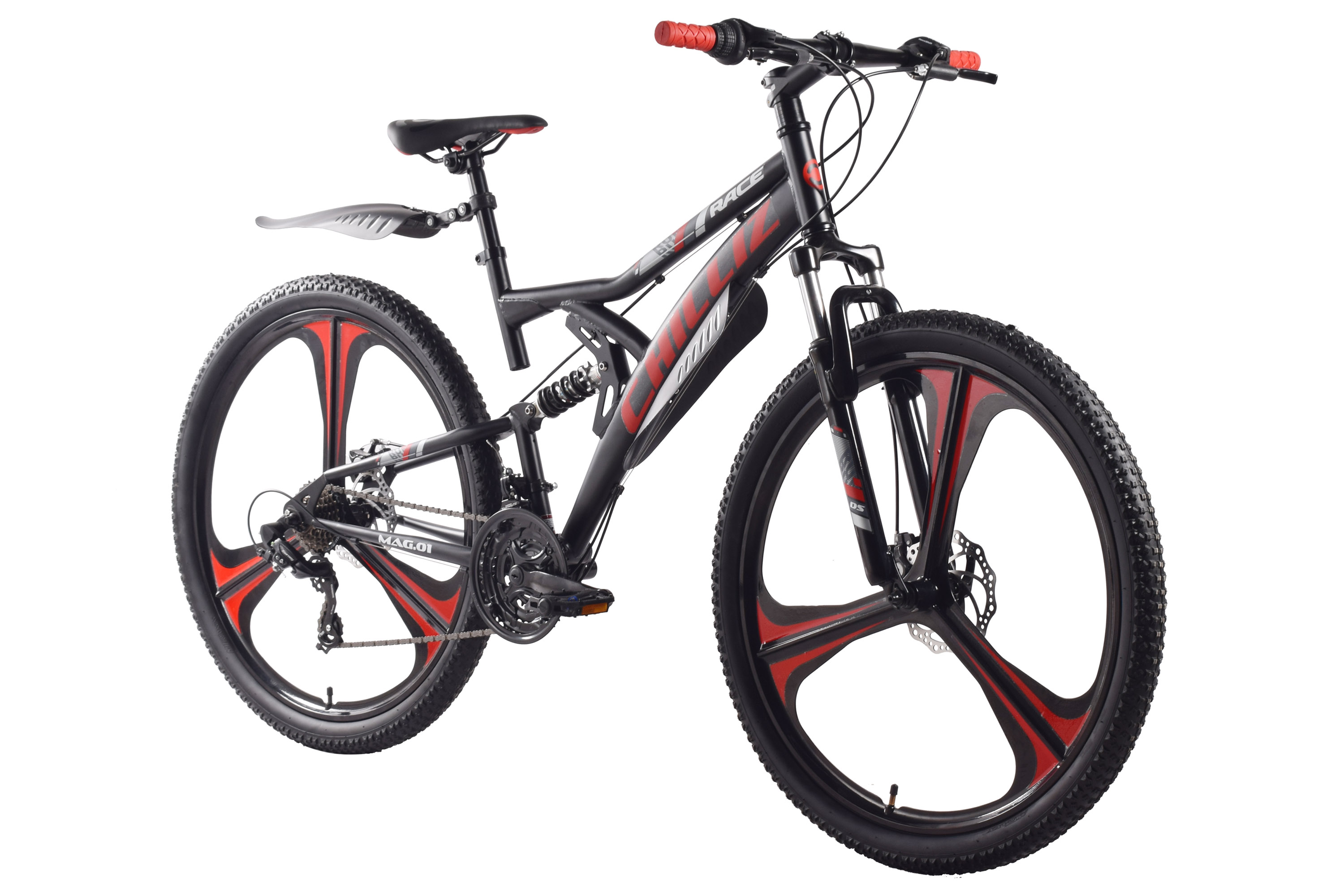 CHILLIZ Mountainbike Fully 27,5 Zoll MAG.01 schwarz-rot Rahmenh&ouml;he 46 cm 21 G&auml;nge Mag wheel mech. Scheibenbremse – Bild 2