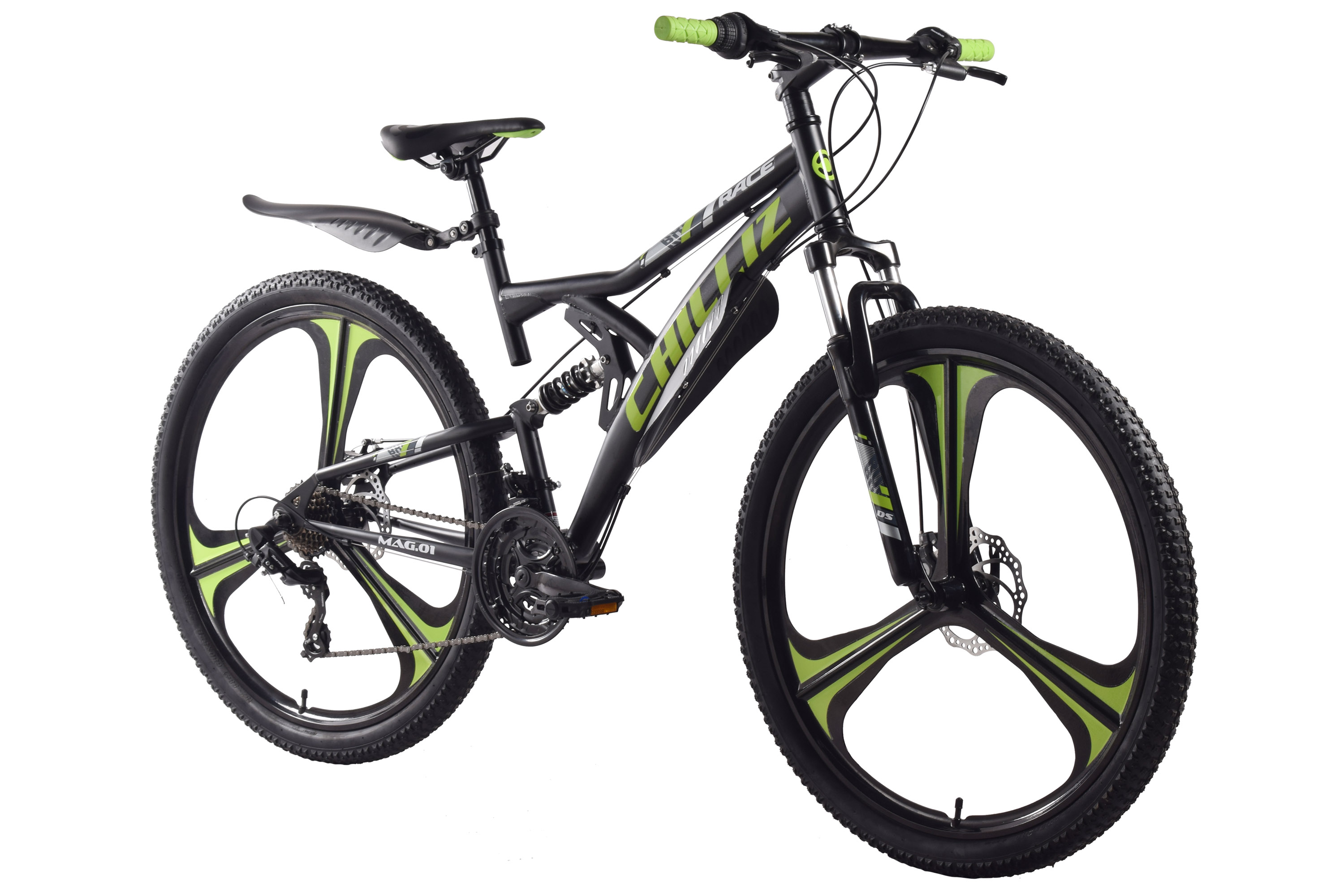 CHILLIZ Mountainbike Fully 27,5 Zoll MAG.01 schwarz-gr&uuml;n Rahmenh&ouml;he 46 cm 21 G&auml;nge Mag wheel mech. Scheibenbremse – Bild 2