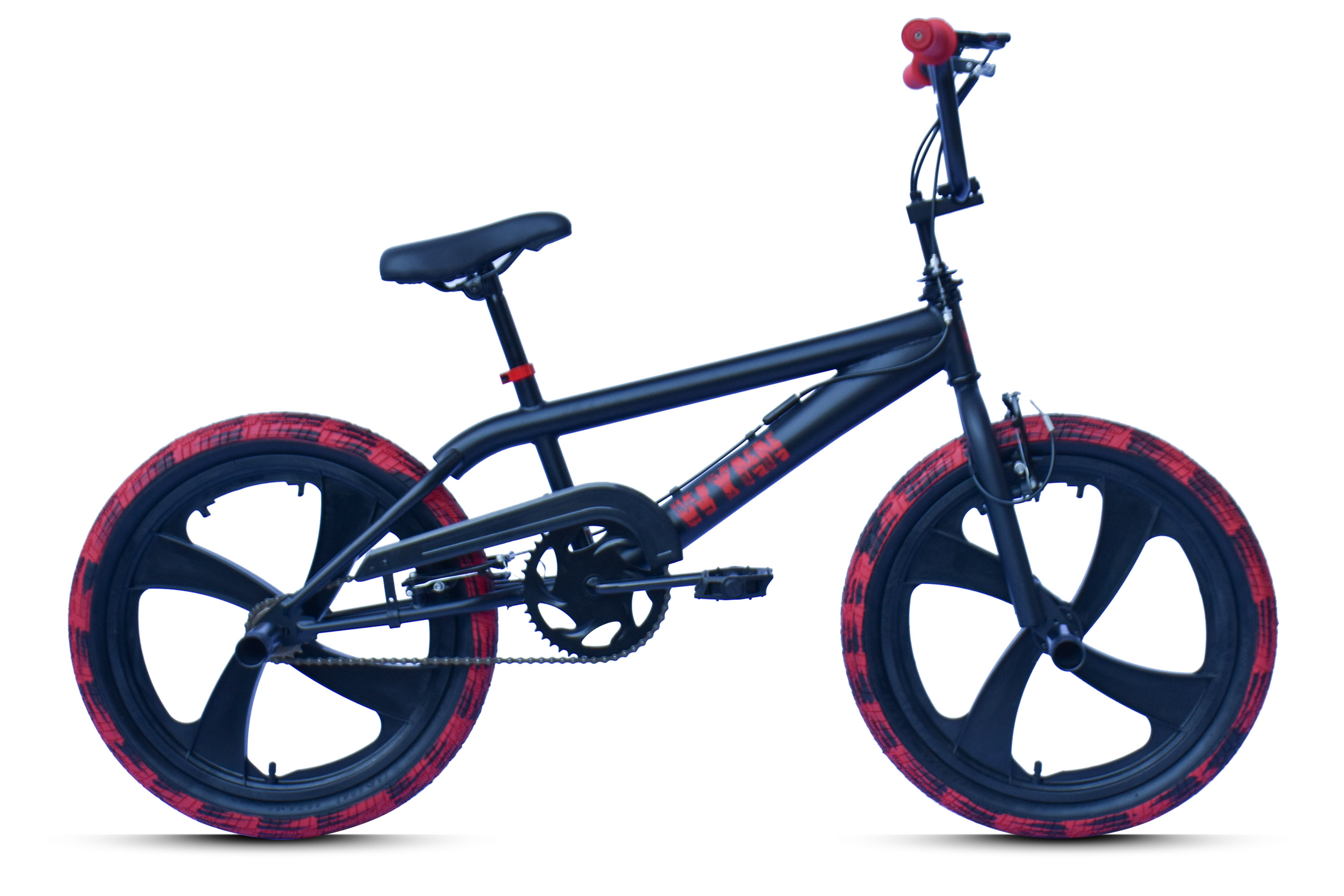 WYNN BMX Freestyle 20 Zoll XX1.2 schwarz-rot Rahmenh&ouml;he 28 cm Muddy-Freestyle-Reifen Mag-Wheels V-Brake – Bild 1