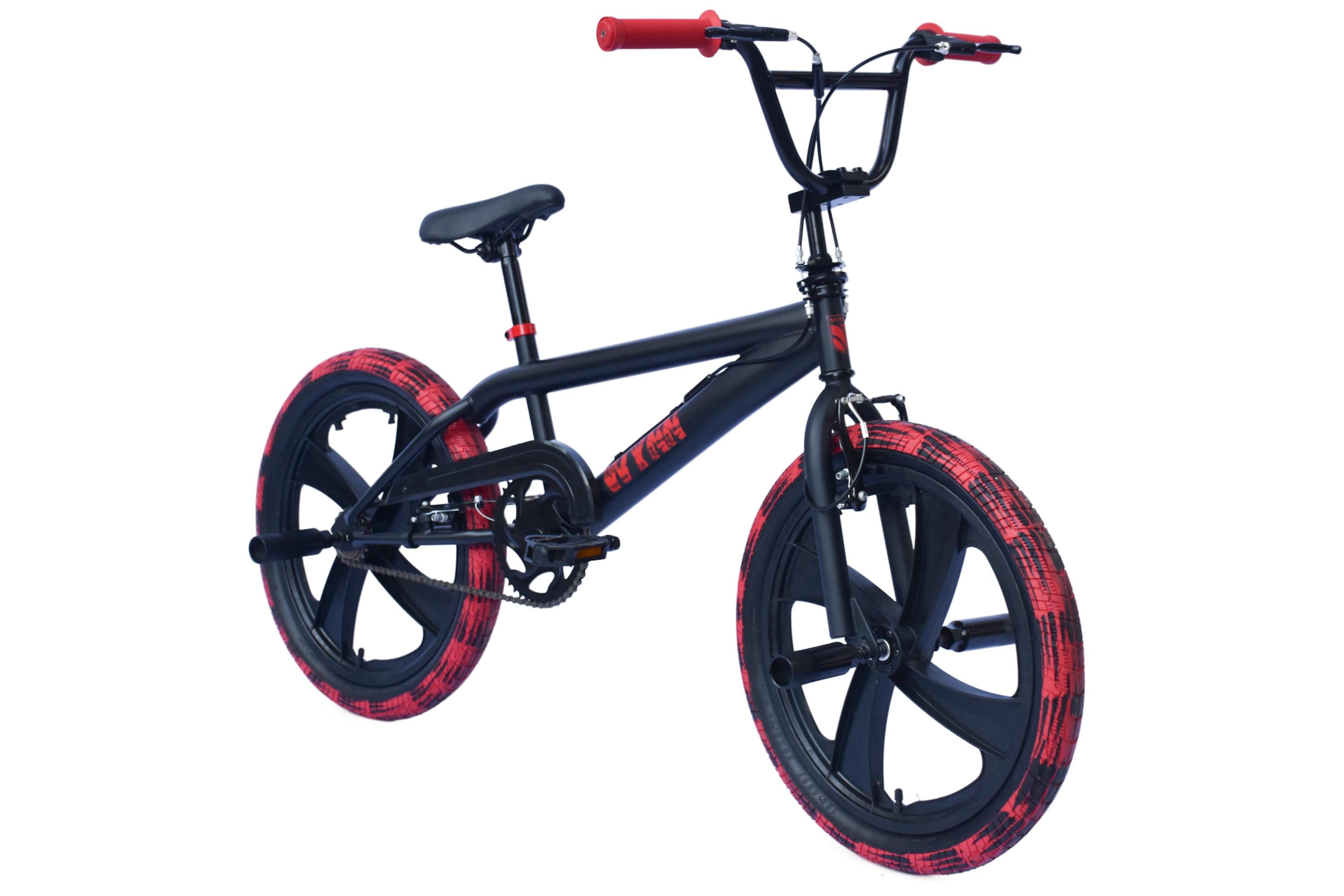 WYNN BMX Freestyle 20 Zoll XX1.2 schwarz-rot Rahmenh&ouml;he 28 cm Muddy-Freestyle-Reifen Mag-Wheels V-Brake – Bild 2