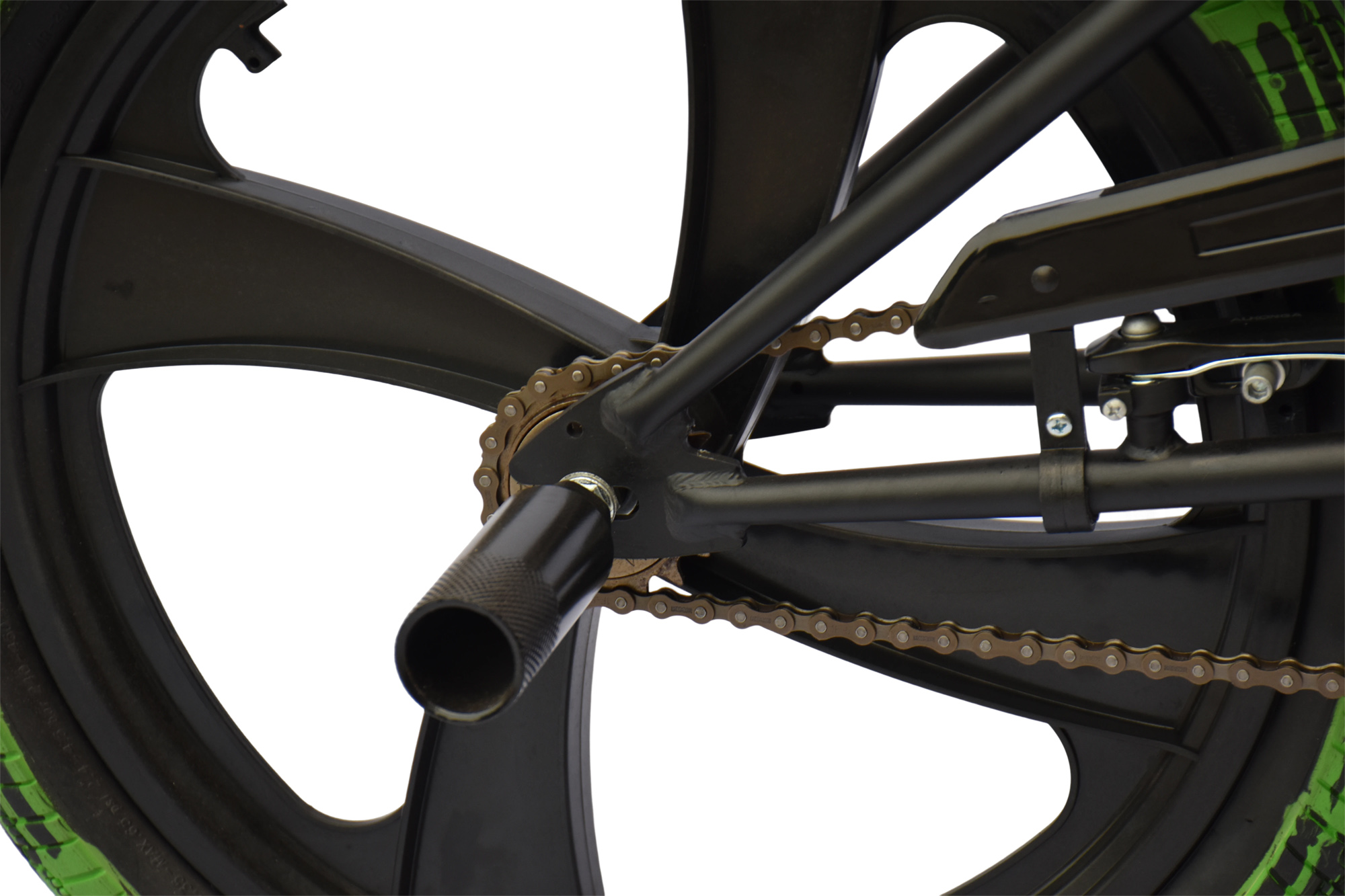 WYNN BMX Freestyle 20 Zoll XX1.2 schwarz-gr&uuml;n Rahmenh&ouml;he 28 cm Muddy-Freestyle-Reifen Mag-Wheels V-Brake – Bild 5