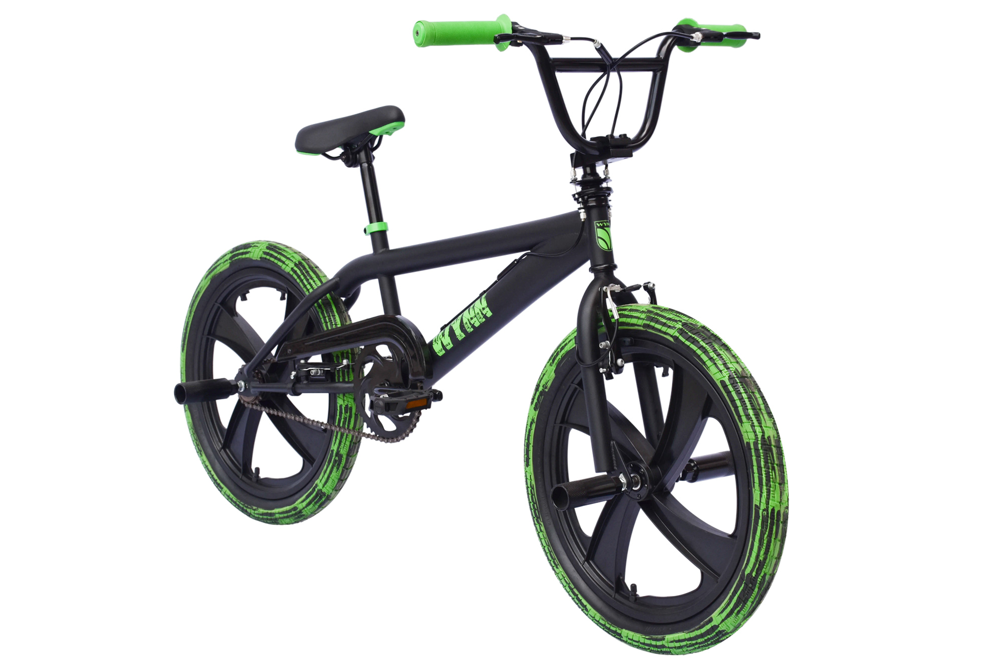 WYNN BMX Freestyle 20 Zoll XX1.2 schwarz-gr&uuml;n Rahmenh&ouml;he 28 cm Muddy-Freestyle-Reifen Mag-Wheels V-Brake – Bild 2