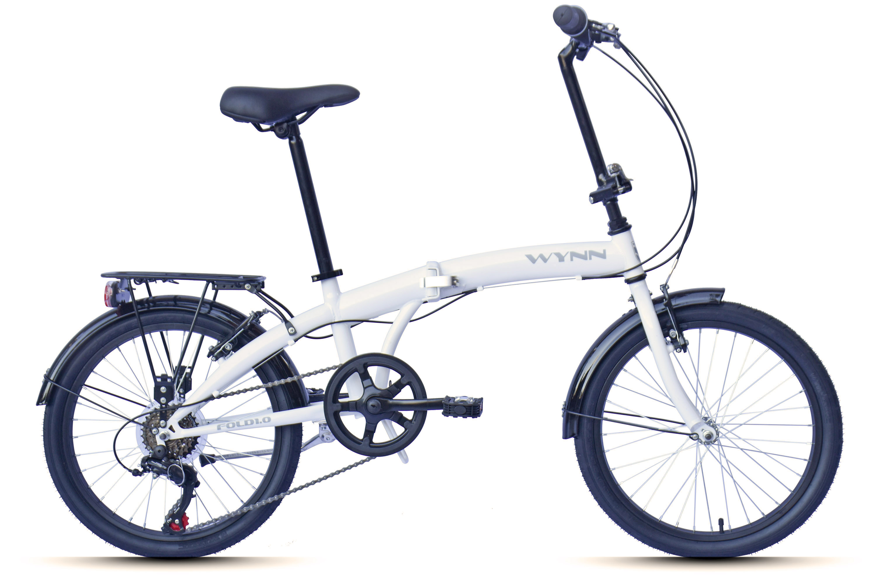WYNN Faltrad 20 Zoll FOLD1.0 wei&szlig; Rahmenh&ouml;he 27 cm Damen Herren Klapprad 6 G&auml;nge V-Brake – Bild 1