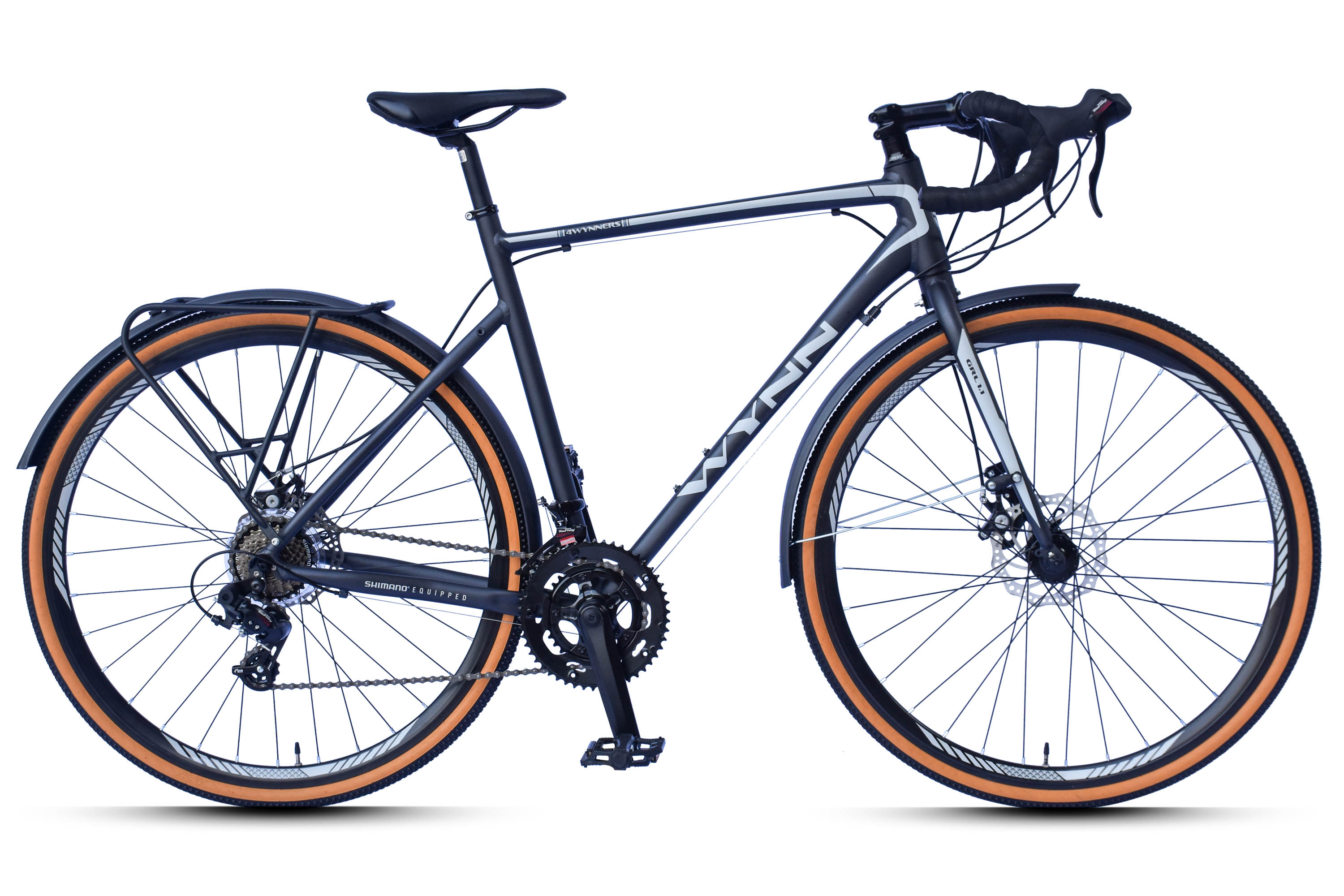 WYNN Gravelbike 28 Zoll GRL1.1 grau Rahmenh&ouml;he 58 cm 14 G&auml;nge Gep&auml;cktr&auml;ger Schutzbleche – Bild 1