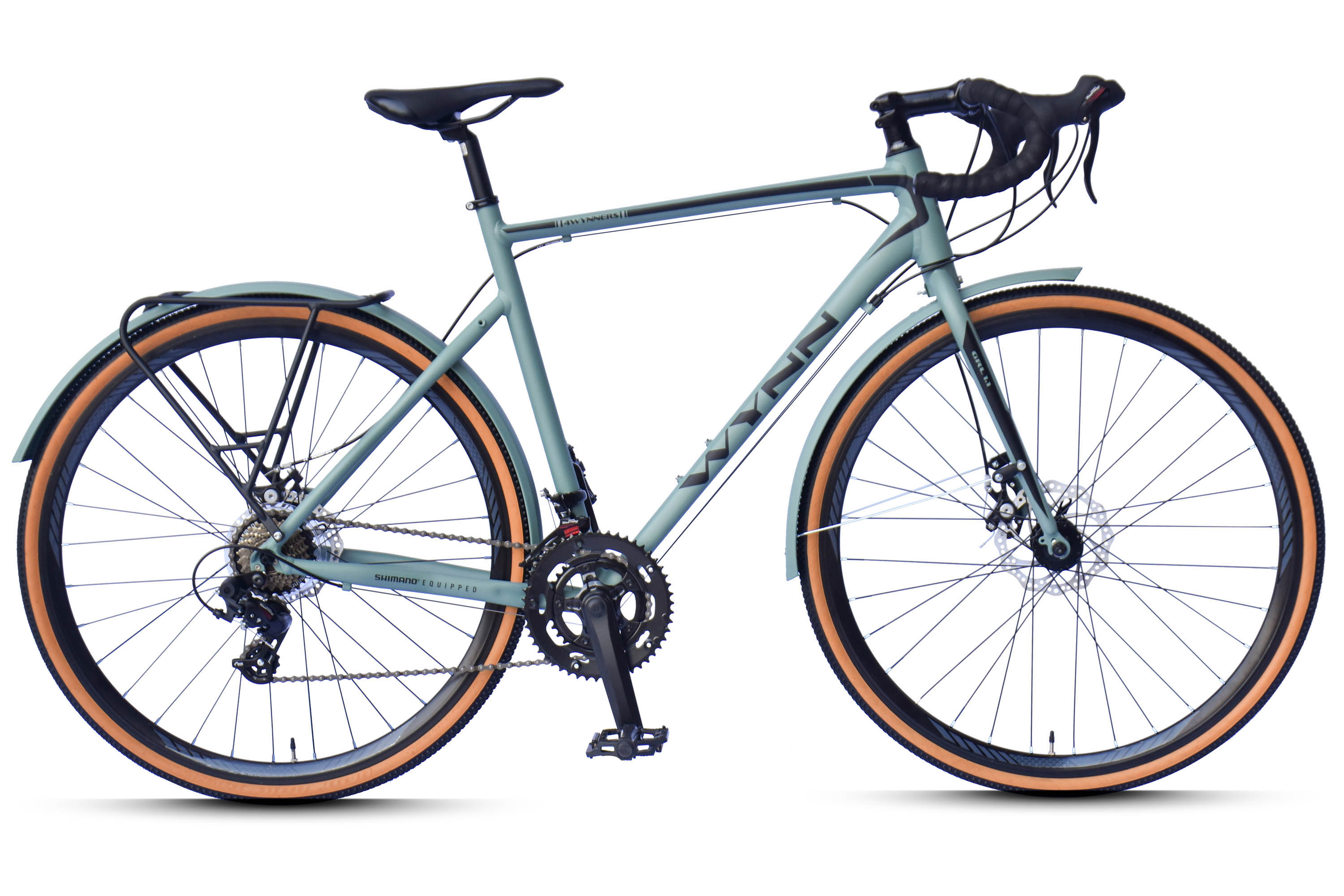 WYNN Gravelbike 28 Zoll GRL1.1 gr&uuml;n Rahmenh&ouml;he 54 cm Damen Herren 14 G&auml;nge Gep&auml;cktr&auml;ger Schutzbleche – Bild 1