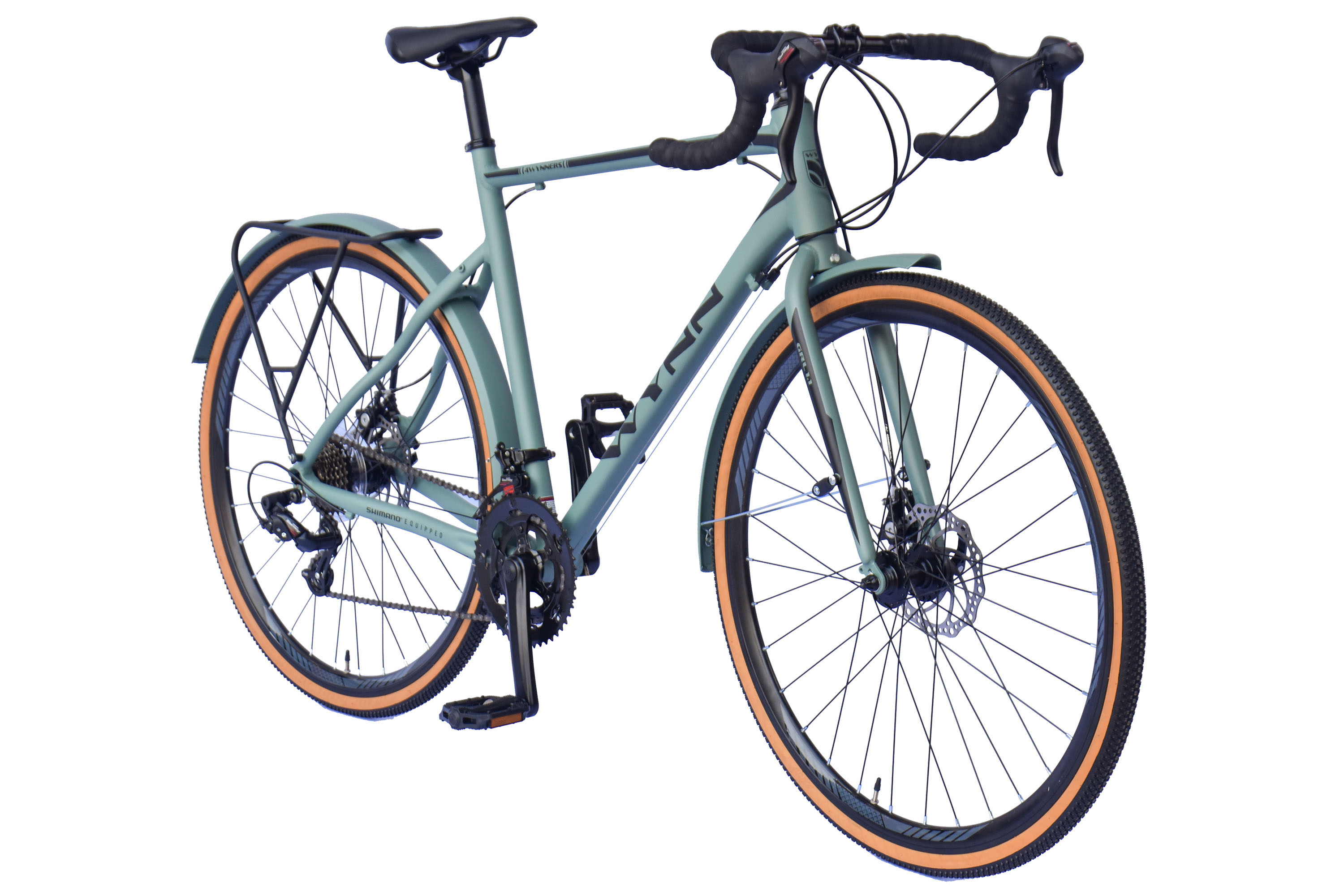 WYNN Gravelbike 28 Zoll GRL1.1 gr&uuml;n Rahmenh&ouml;he 56 cm Damen Herren 14 G&auml;nge Gep&auml;cktr&auml;ger Schutzbleche – Bild 2