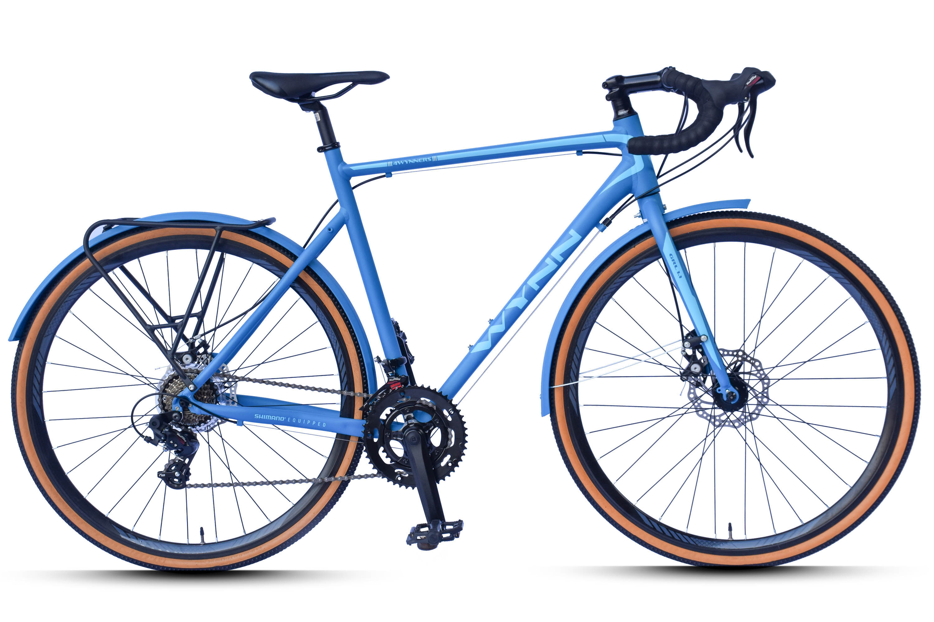 WYNN Gravelbike 28 Zoll GRL1.1 blau Rahmenh&ouml;he 56 cm 14 G&auml;nge Gep&auml;cktr&auml;ger Schutzbleche – Bild 1