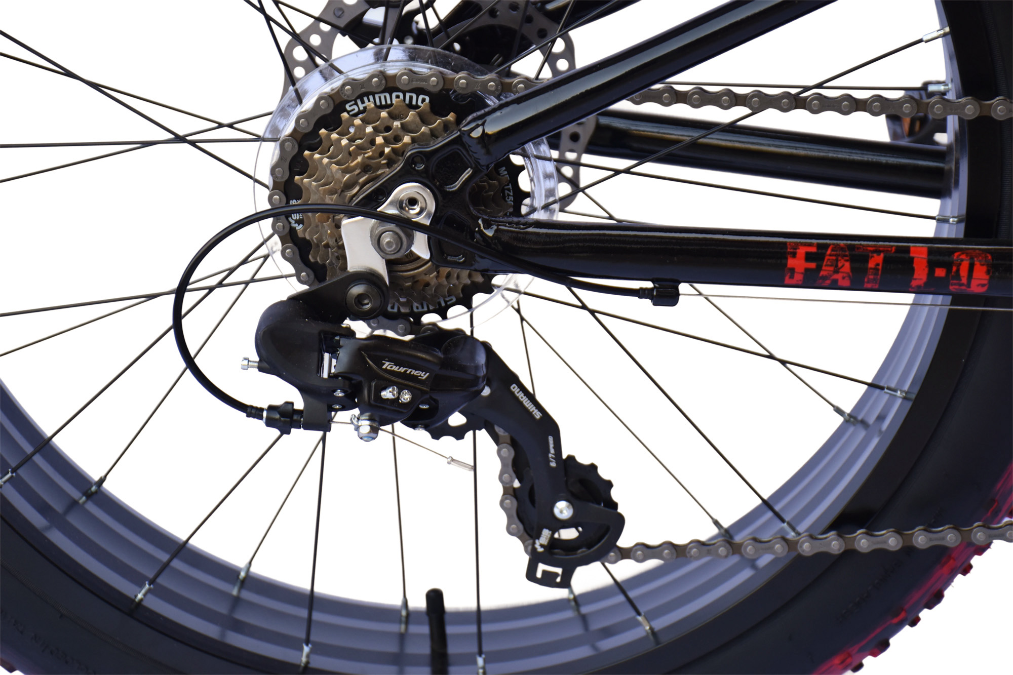 WYNN Fatbike 24 Zoll FAT1.0 schwarz-rot Rahmenh&ouml;he 30 cm Kinder 7 G&auml;nge mech. Scheibenbremse – Bild 2