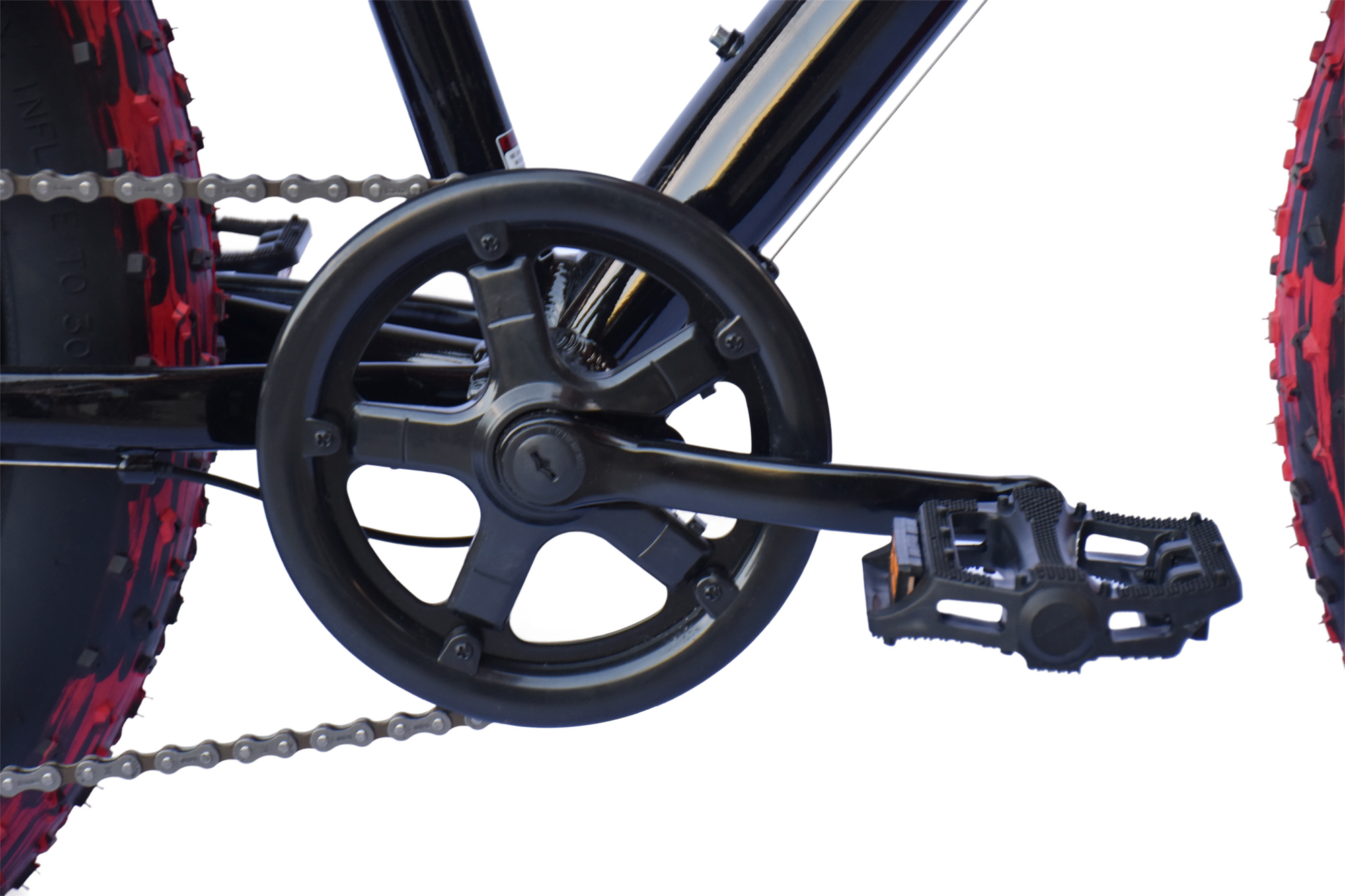 WYNN Fatbike 24 Zoll FAT1.0 schwarz-rot Rahmenh&ouml;he 30 cm Kinder 7 G&auml;nge mech. Scheibenbremse – Bild 3