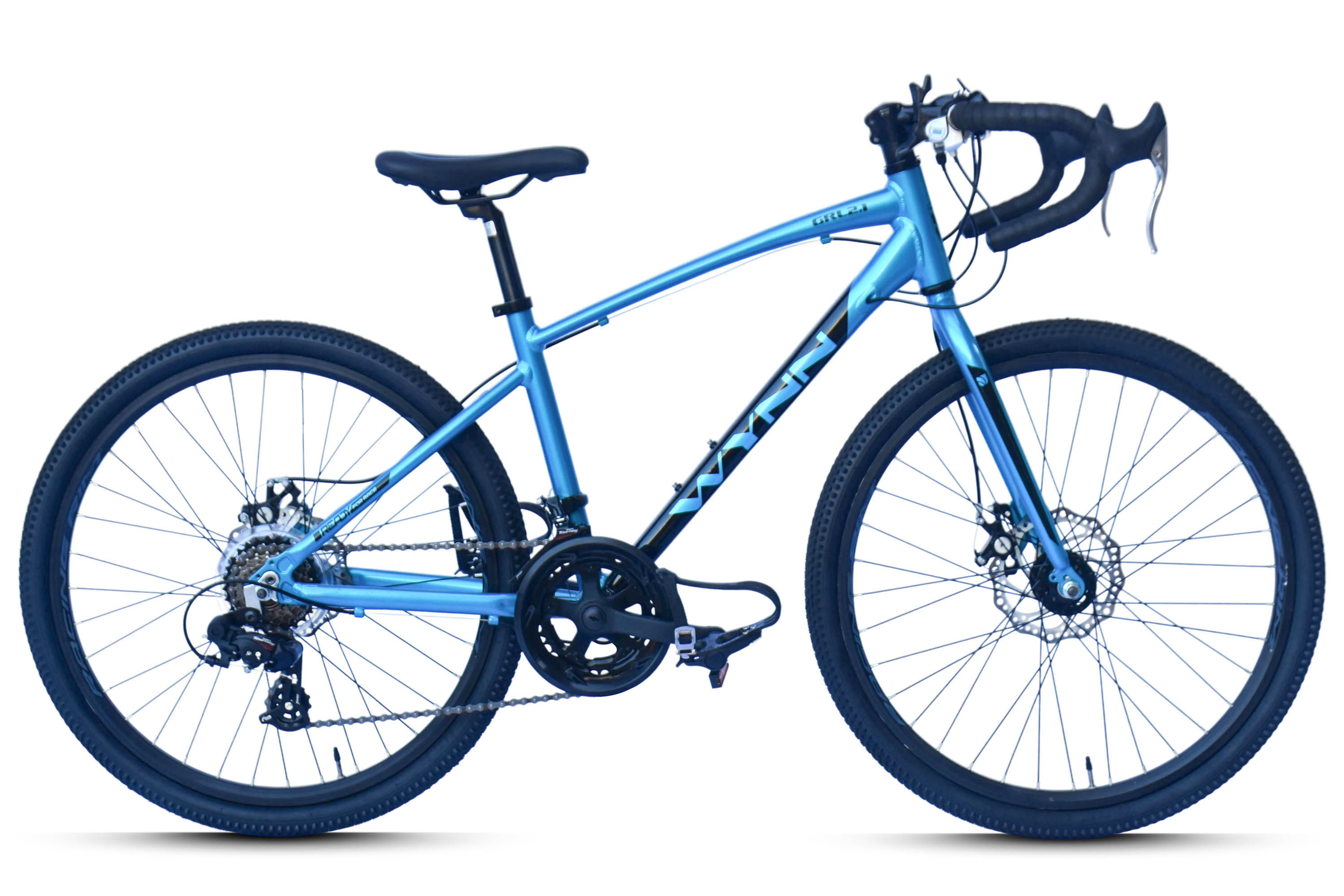 WYNN Kinderrad Gravelbike 24 Zoll GRL2.1 blau Rahmenh&ouml;he 36 cm 14 G&auml;nge mech. Scheibenbremse – Bild 1