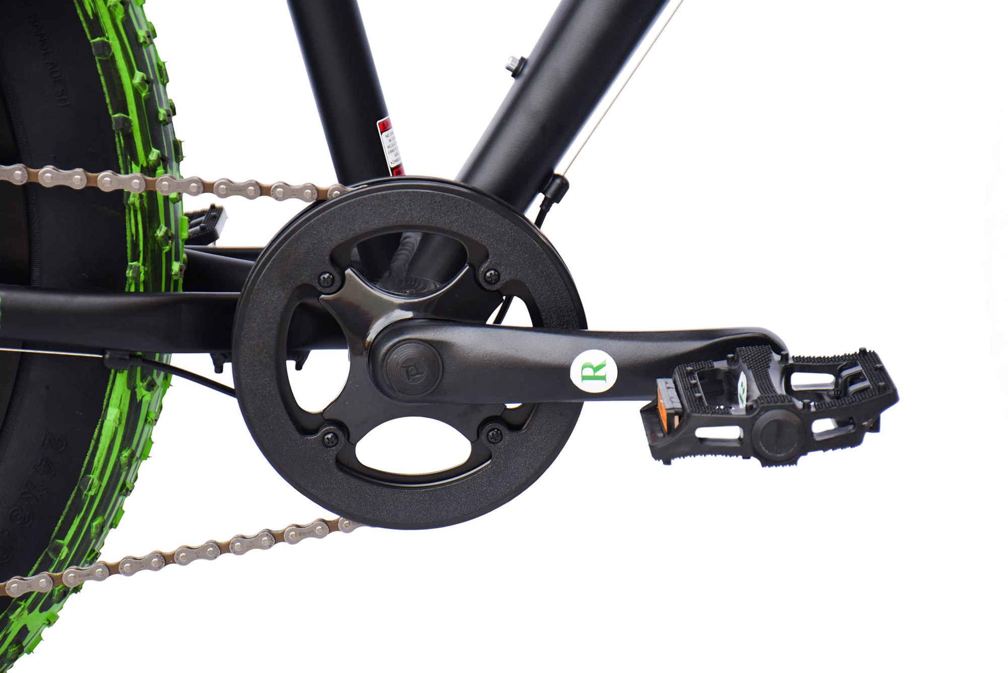 WYNN Fatbike 24 Zoll FAT1.0 schwarz-gr&uuml;n Rahmenh&ouml;he 30 cm Kinder 7 G&auml;nge mech. Scheibenbremse – Bild 4