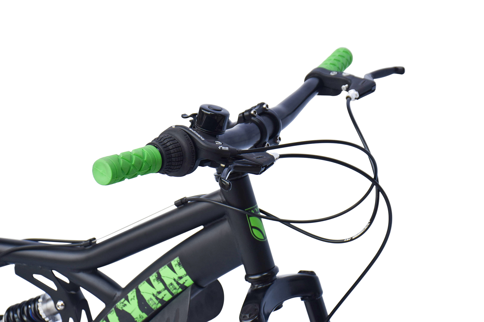 WYNN Mountainbike 20 Zoll KMB1.0 schwarz-grün 7 Gänge mech. Scheibenbremse – Bild 3