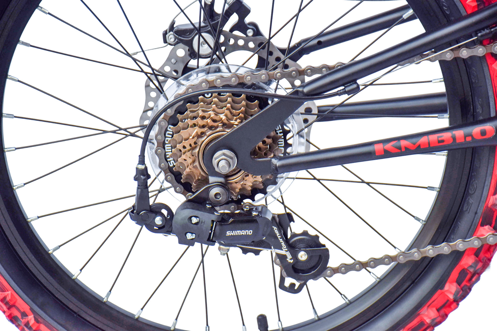 WYNN Mountainbike 20 Zoll KMB1.0 schwarz-rot 7 G&auml;nge mech. Scheibenbremse – Bild 5