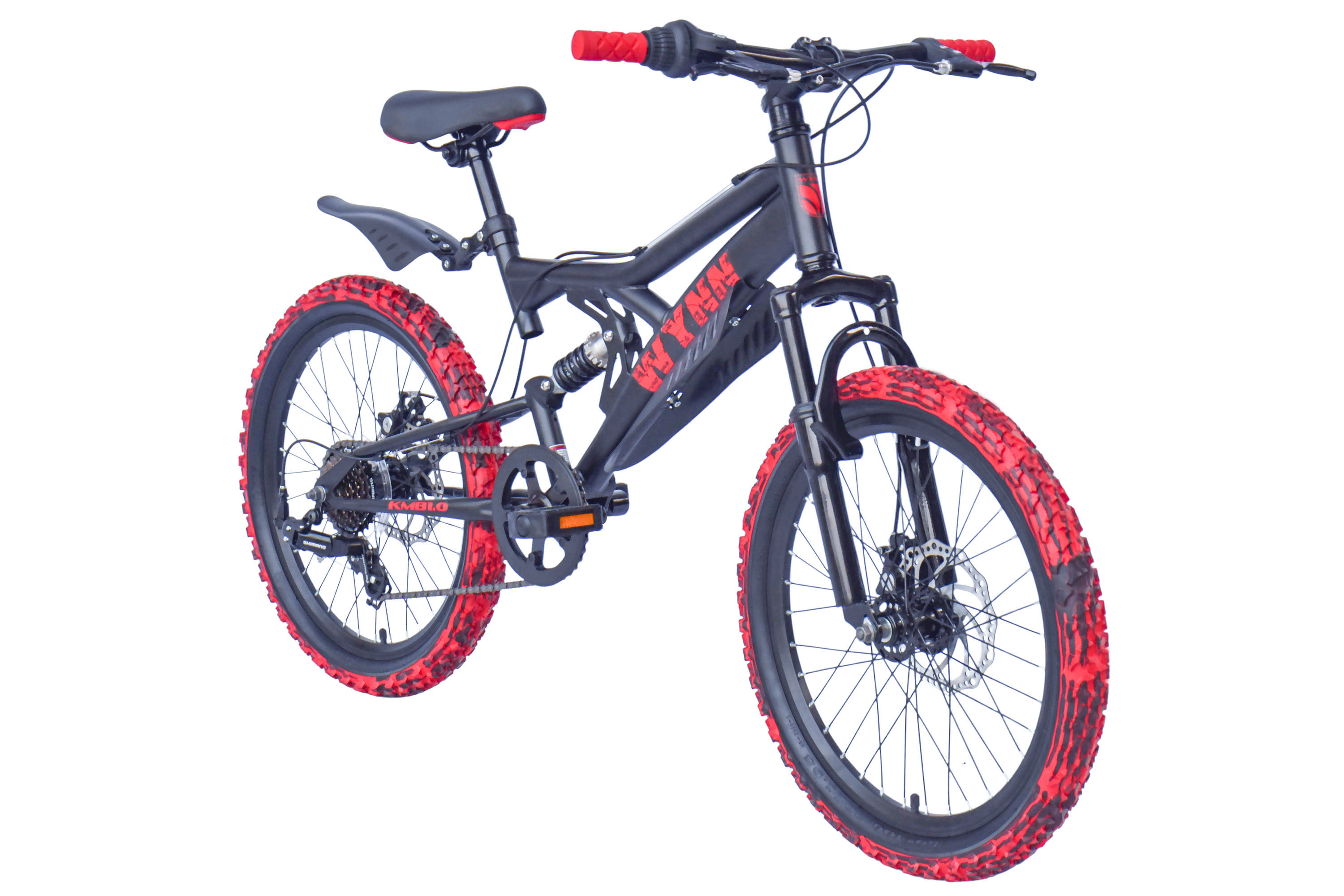 WYNN Mountainbike 20 Zoll KMB1.0 schwarz-rot 7 G&auml;nge mech. Scheibenbremse – Bild 2