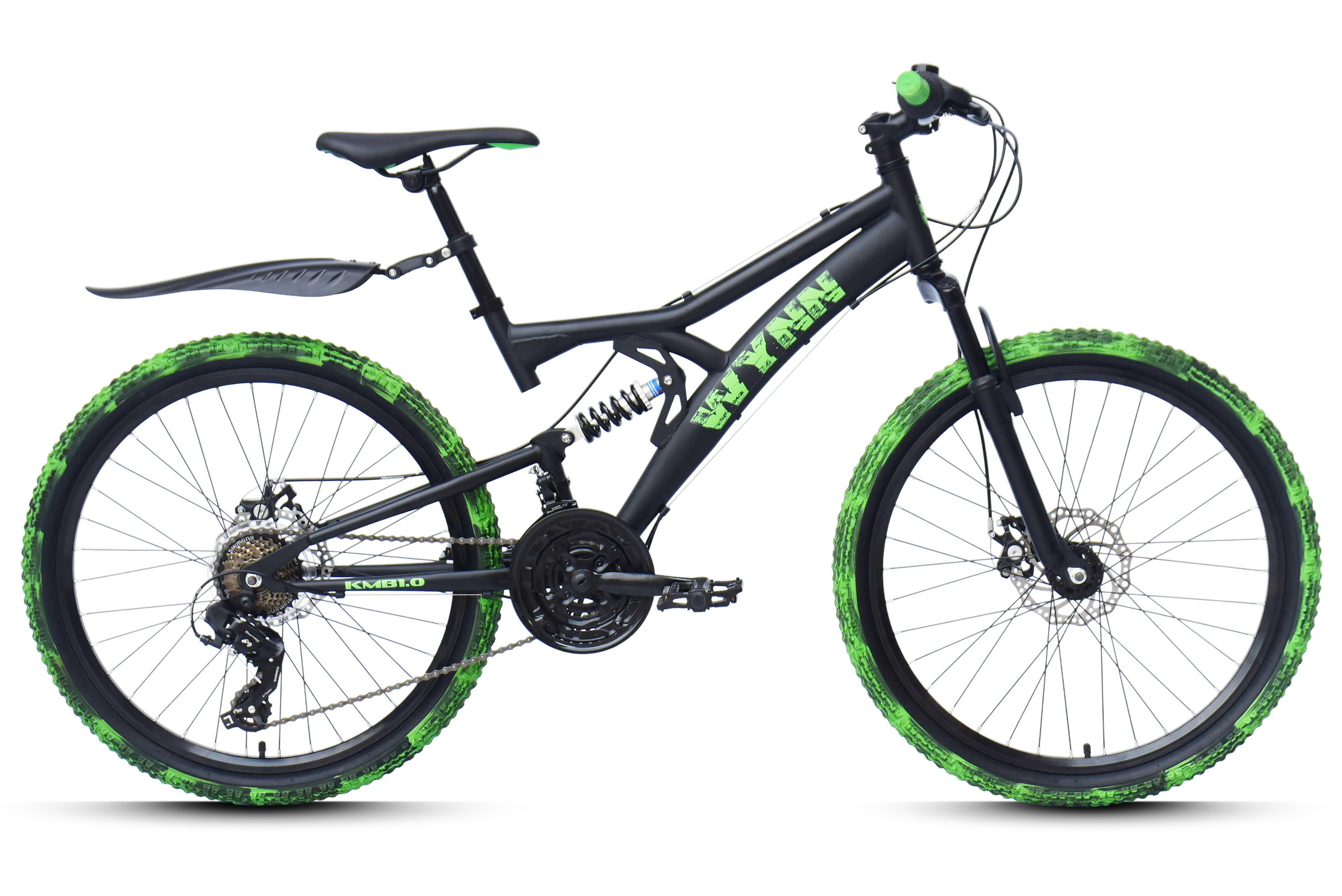 WYNN Mountainbike 24 Zoll KMB1.0 schwarz-gr&uuml;n 21 G&auml;nge mech. Scheibenbremse – Bild 1