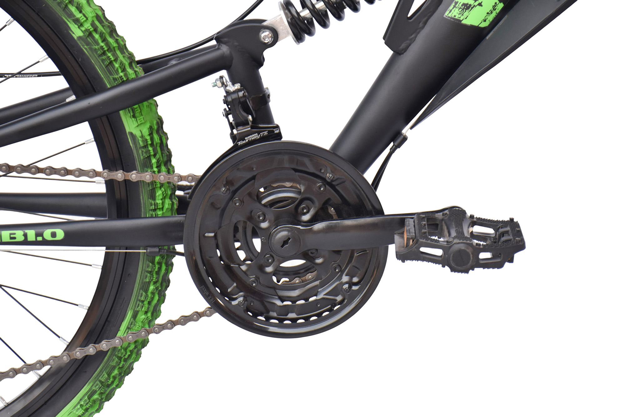 WYNN Mountainbike 24 Zoll KMB1.0 schwarz-gr&uuml;n 21 G&auml;nge mech. Scheibenbremse – Bild 4