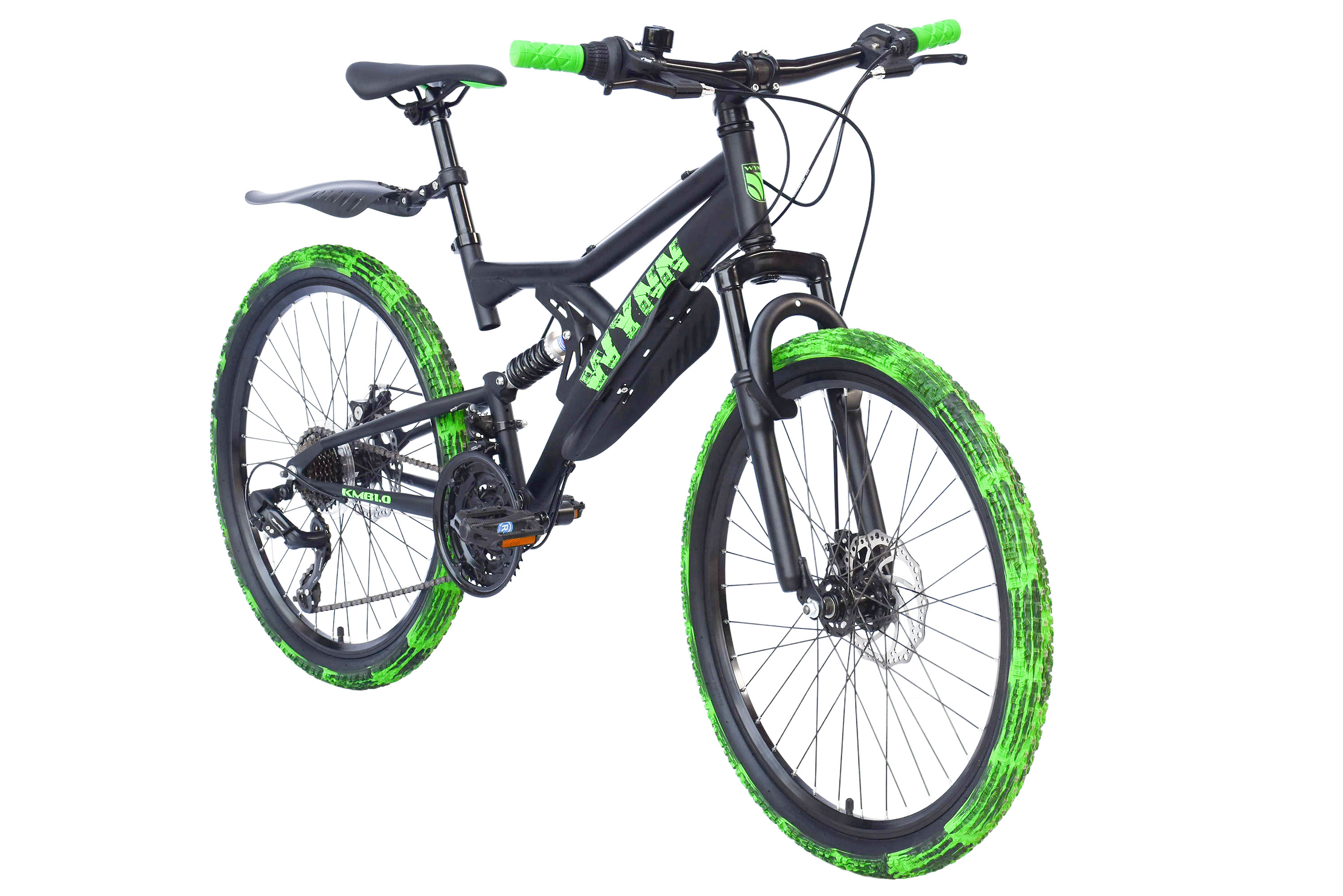 WYNN Mountainbike 24 Zoll KMB1.0 schwarz-gr&uuml;n 21 G&auml;nge mech. Scheibenbremse – Bild 2
