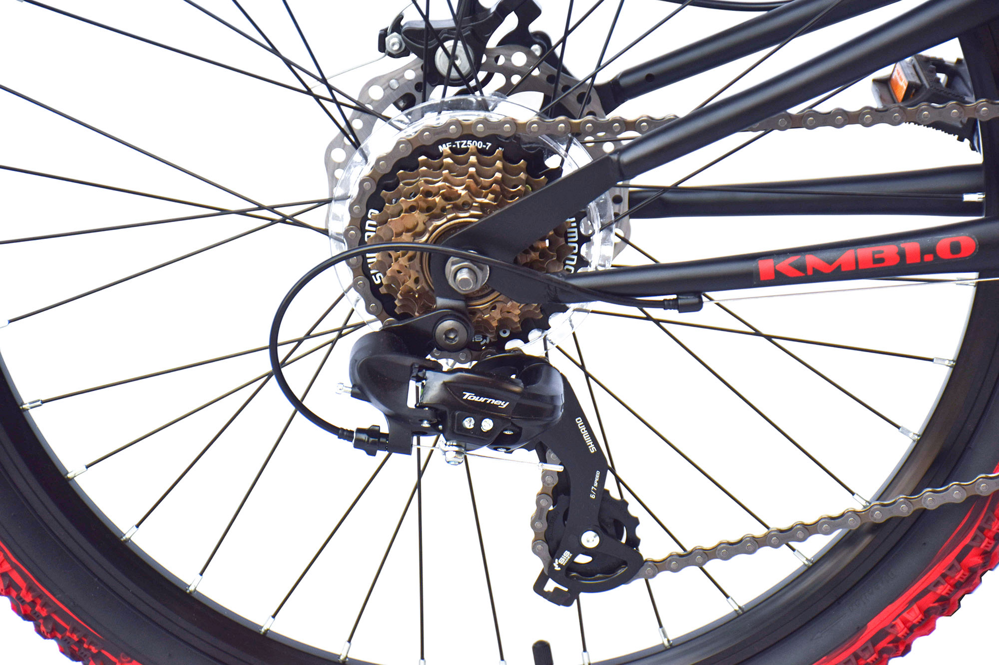 WYNN Mountainbike 24 Zoll KMB1.0 schwarz-rot 21 G&auml;nge mech. Scheibenbremse – Bild 4