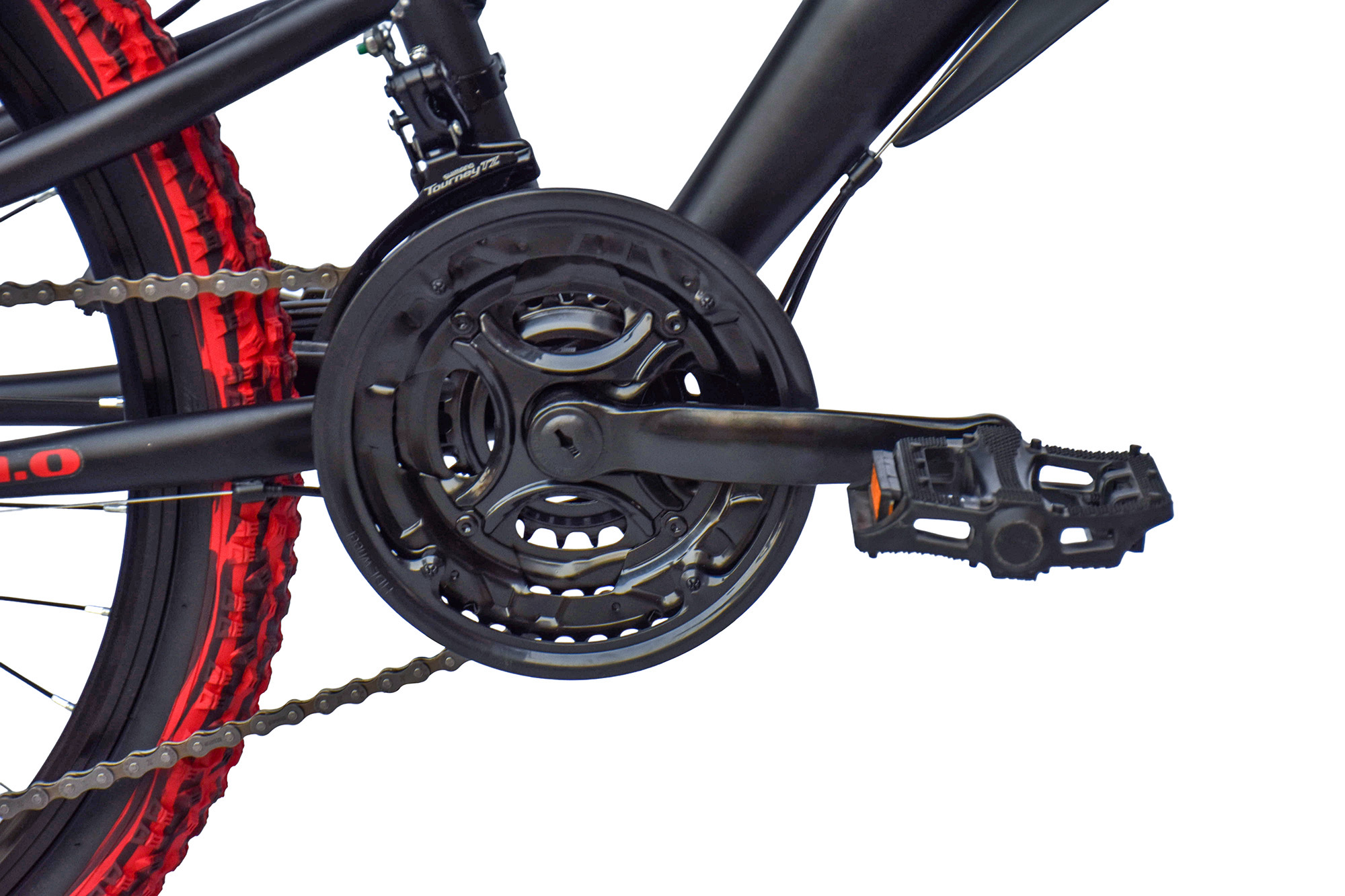 WYNN Mountainbike 24 Zoll KMB1.0 schwarz-rot 21 G&auml;nge mech. Scheibenbremse – Bild 5