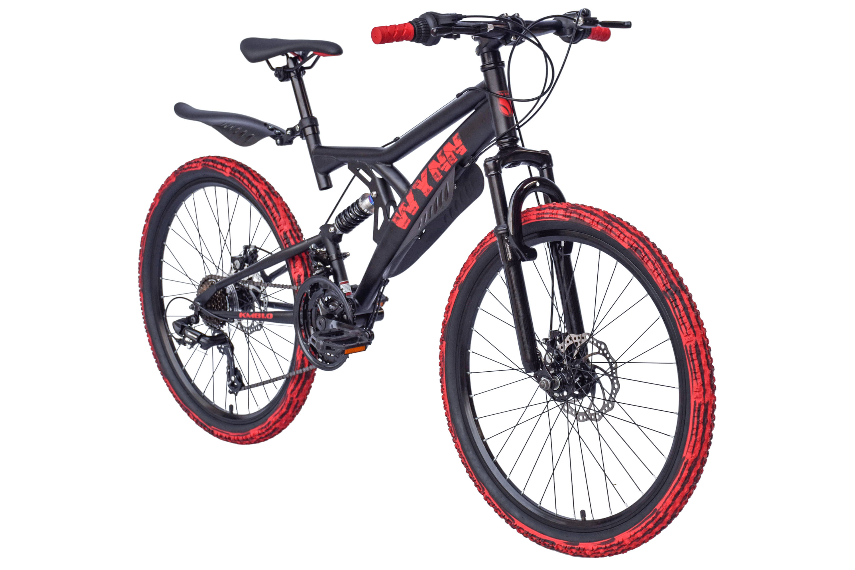 WYNN Mountainbike 24 Zoll KMB1.0 schwarz-rot 21 G&auml;nge mech. Scheibenbremse – Bild 2