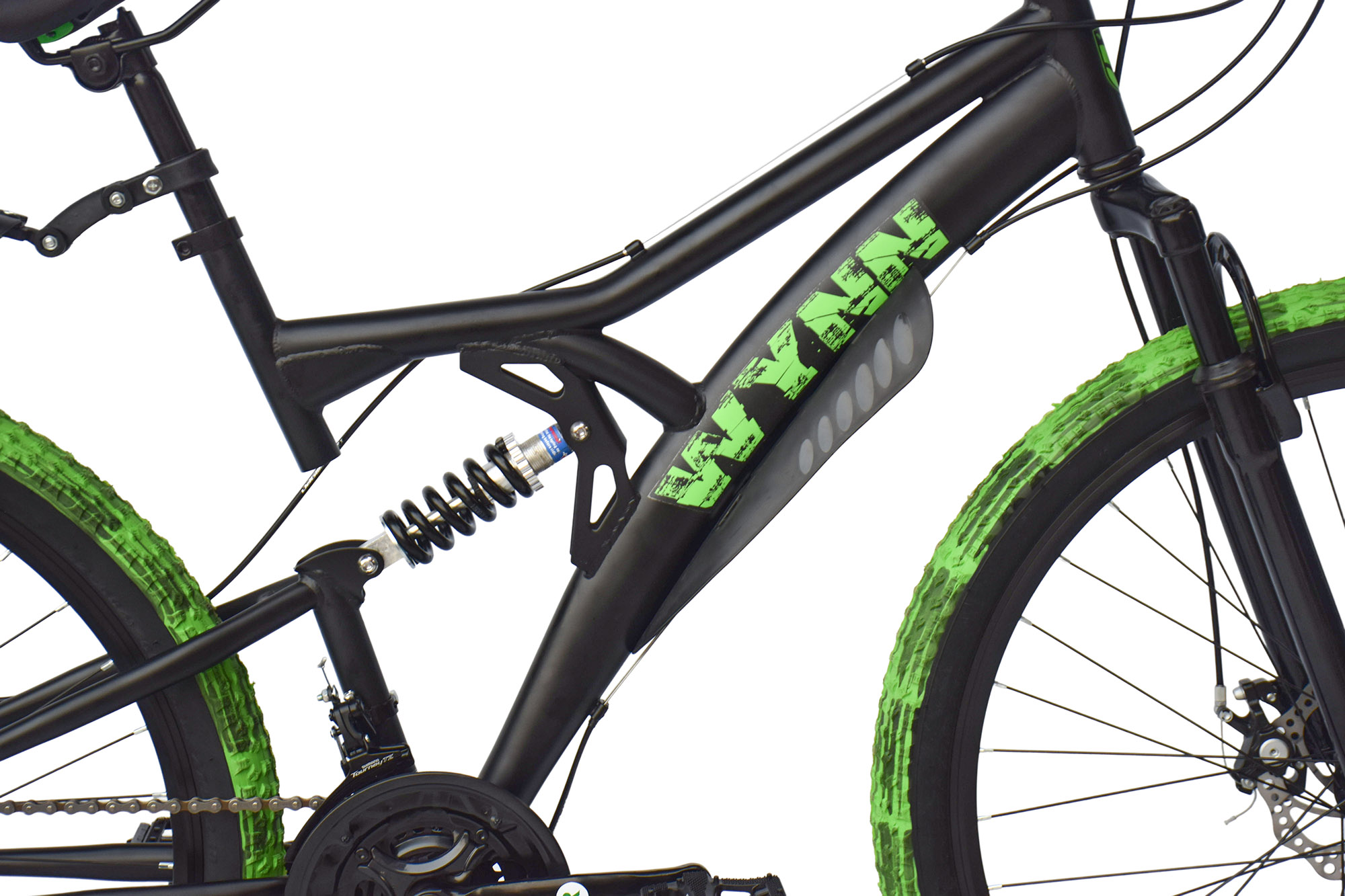 WYNN Mountainbike Fully 27,5 Zoll FLY1.0 schwarz-gr&uuml;n Rahmenh&ouml;he 46 cm 21 G&auml;nge – Bild 2