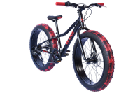 WYNN Fatbike 24 Zoll FAT1.0 schwarz-rot Rahmenhöhe 30 cm Kinder 7 Gänge mech. Scheibenbremse