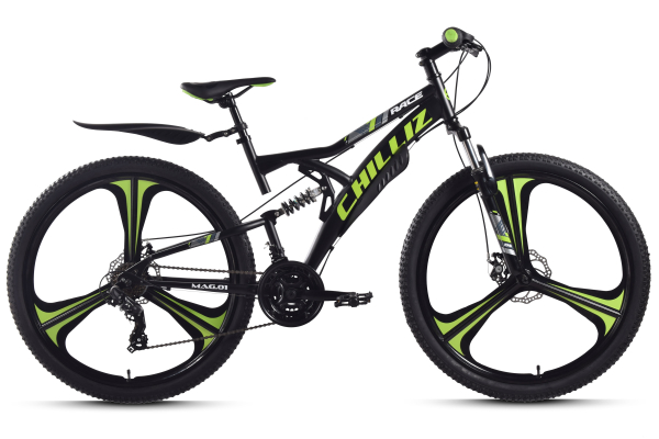 CHILLIZ Mountainbike Fully 27,5 Zoll MAG.01 schwarz-grün Rahmenhöhe 46 cm 21 Gänge Mag wheel mech. Scheibenbremse
