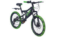 WYNN Mountainbike 20 Zoll KMB1.0  schwarz-grün 7 Gänge mech. Scheibenbremse