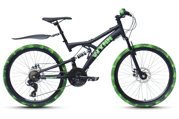 WYNN Mountainbike 24 Zoll KMB1.0  schwarz-grün 21 Gänge mech. Scheibenbremse