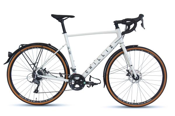 CHILLIZ Gravelbike 28 Zoll GL.08 weiß-glänzend Rahmenhöhe 54 cm 16 Gänge mech. Scheibenbremse Schutzbleche